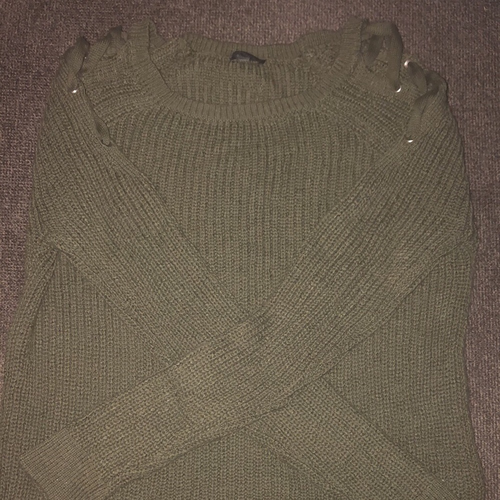 Express sweater with detailed shoulders.